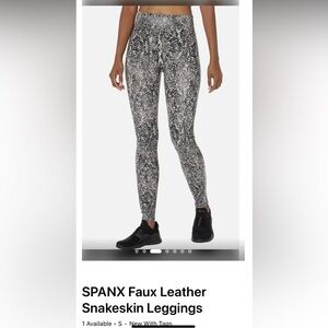 SPANX Black and Gray Snakeskin Leggings High-Waisted Faux Leather